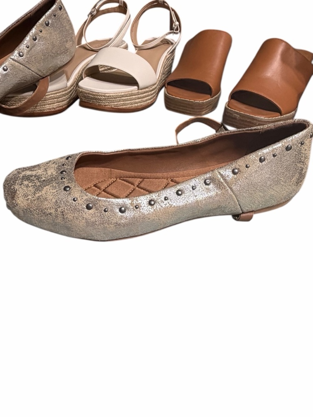 Free People Silver Metallic Studded Ballet Flats - Picture 7 of 13